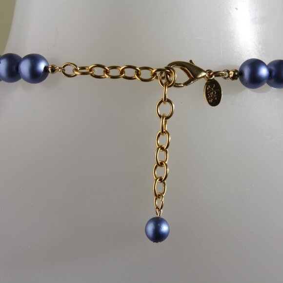 vintage Joan Rivers Czech Glass blue glass pearl beaded necklace classic … - Picture 4 of 6